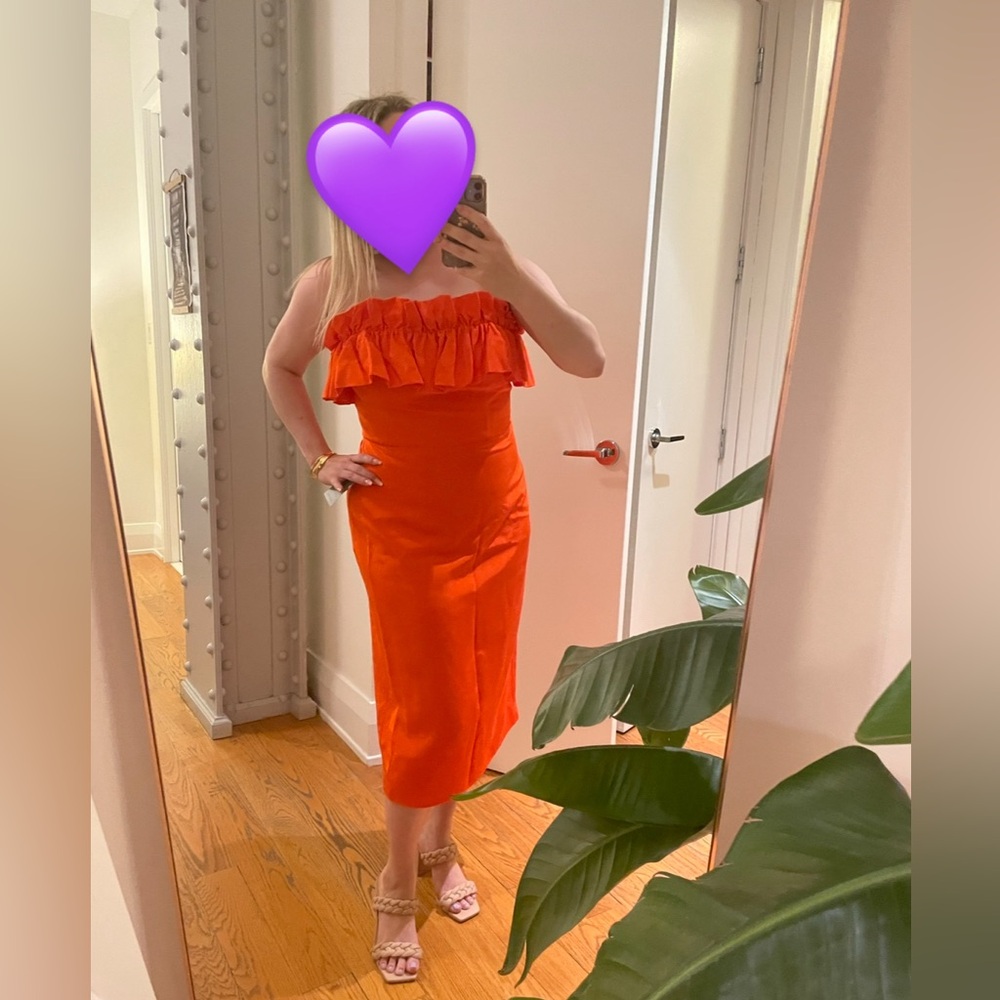 Monique Lhullier StrApless Faille Body-con Midi Dress